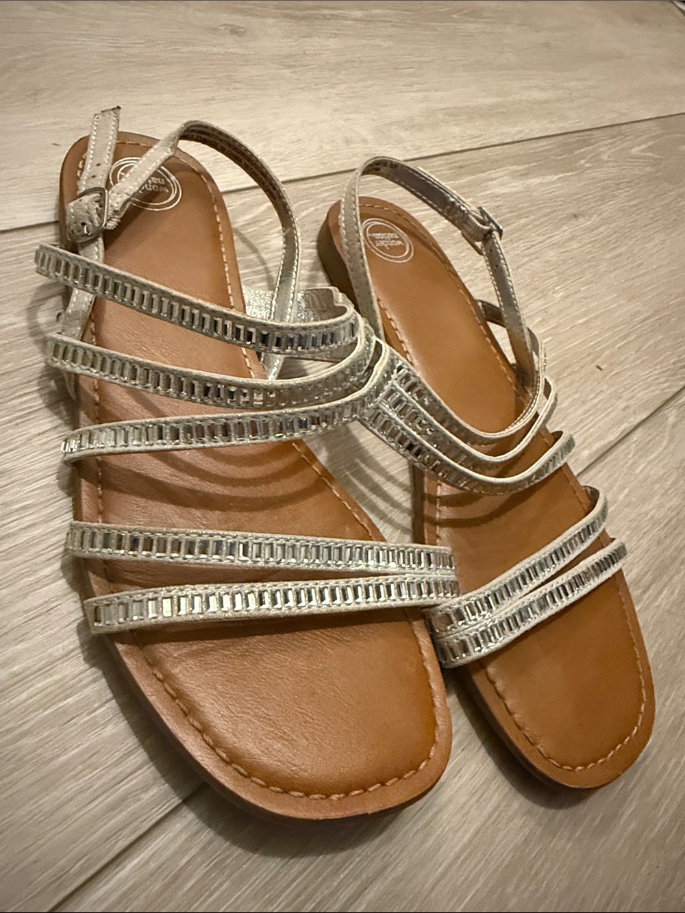 wonder nation Silver Strappy Girls Sandals